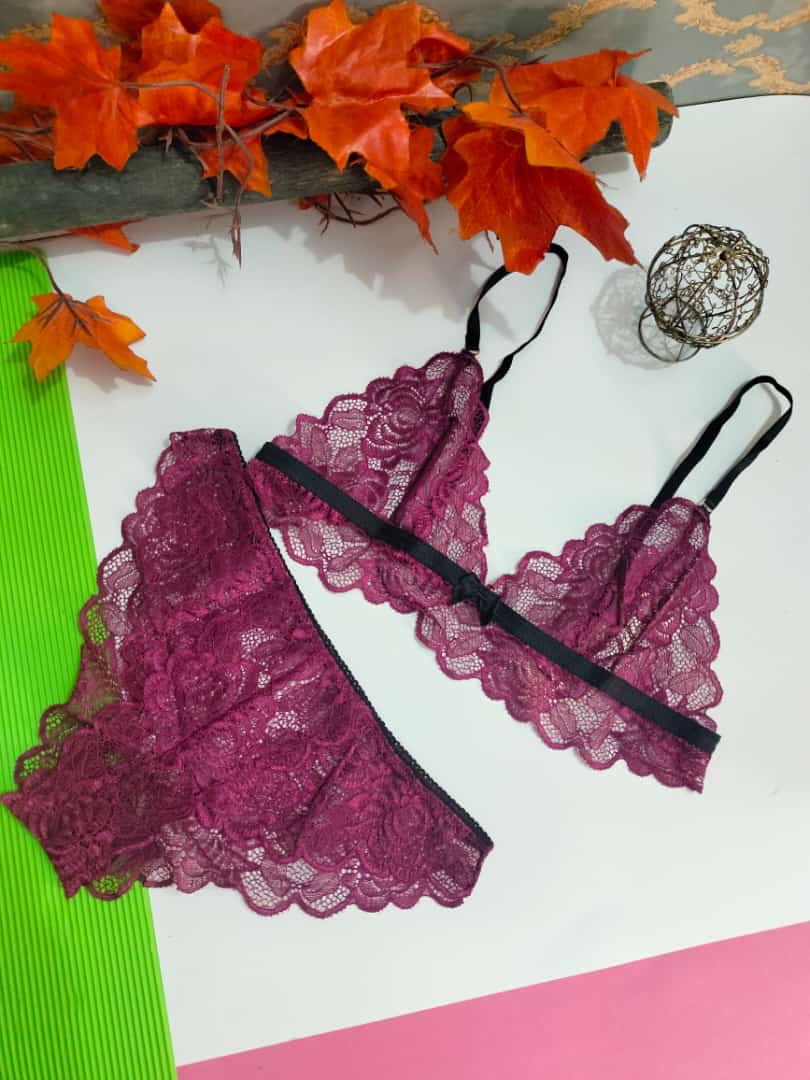 Deep neck Lace bra set  Buy 1, Get 1 Free