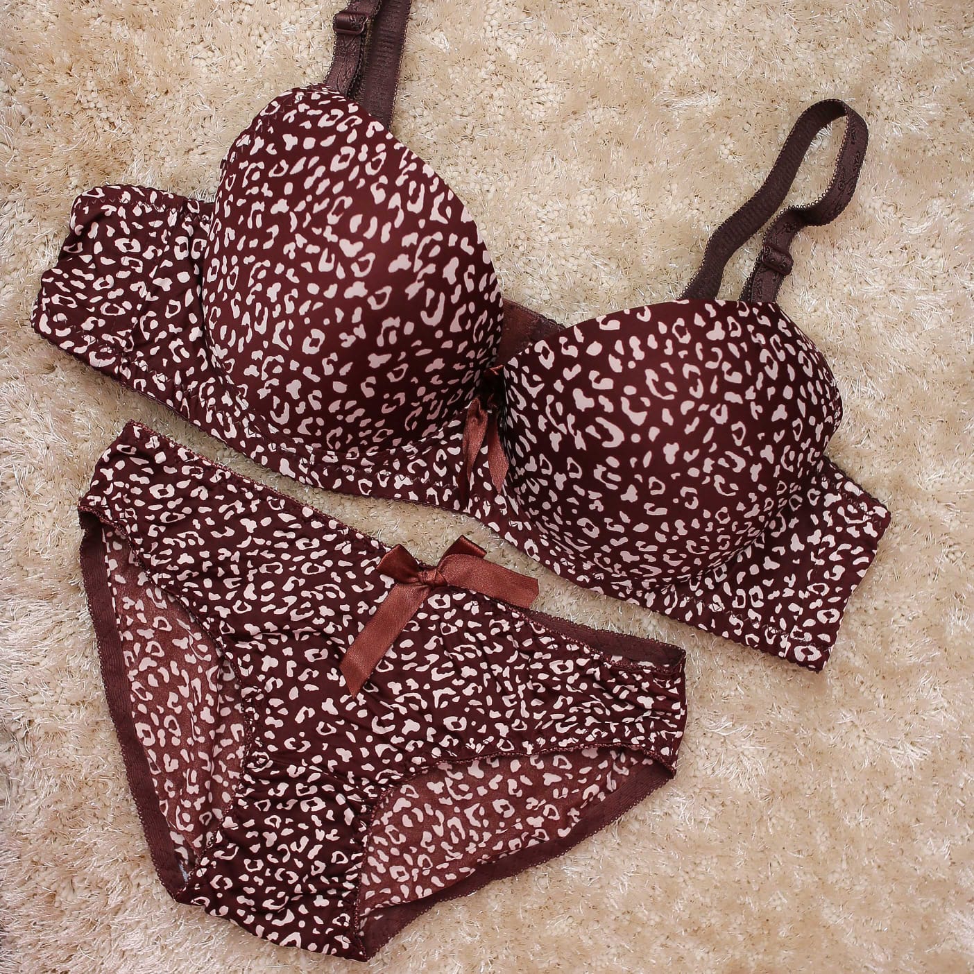 Dotted print padded bra set  Buy 1, Get 1 Free