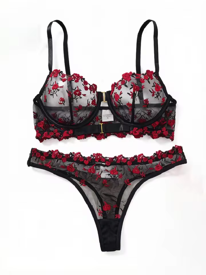 Floral Embroidery Mesh 2-Piece Set ( PACK OF 3)