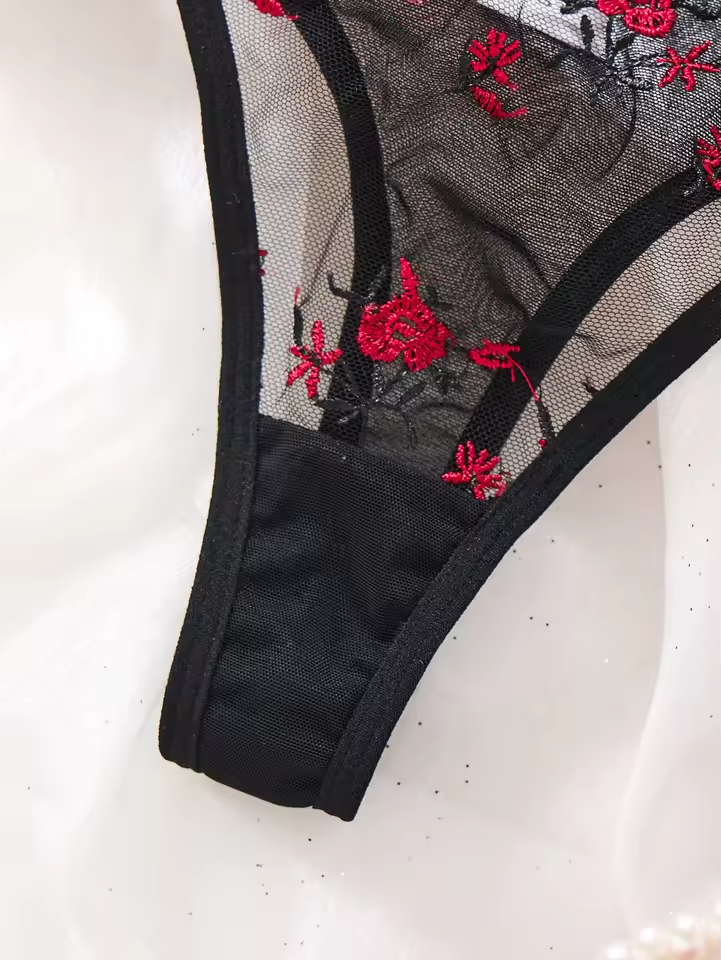 Floral Embroidery Mesh 2-Piece Set ( PACK OF 3)