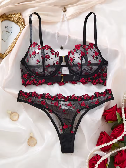 Floral Embroidery Mesh 2-Piece Set ( PACK OF 3)