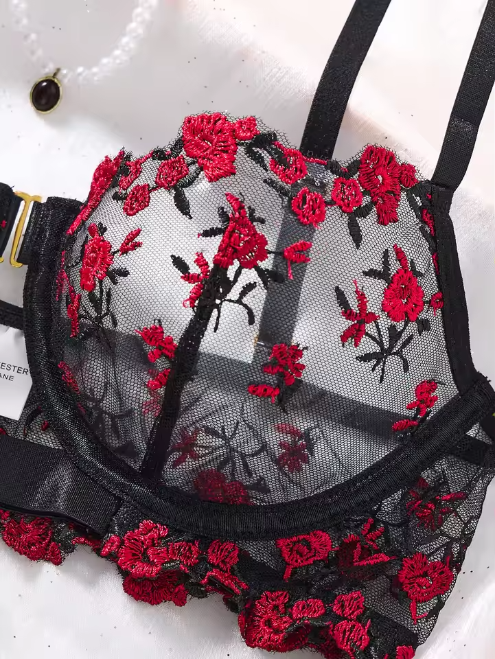 Floral Embroidery Mesh 2-Piece Set ( PACK OF 3)