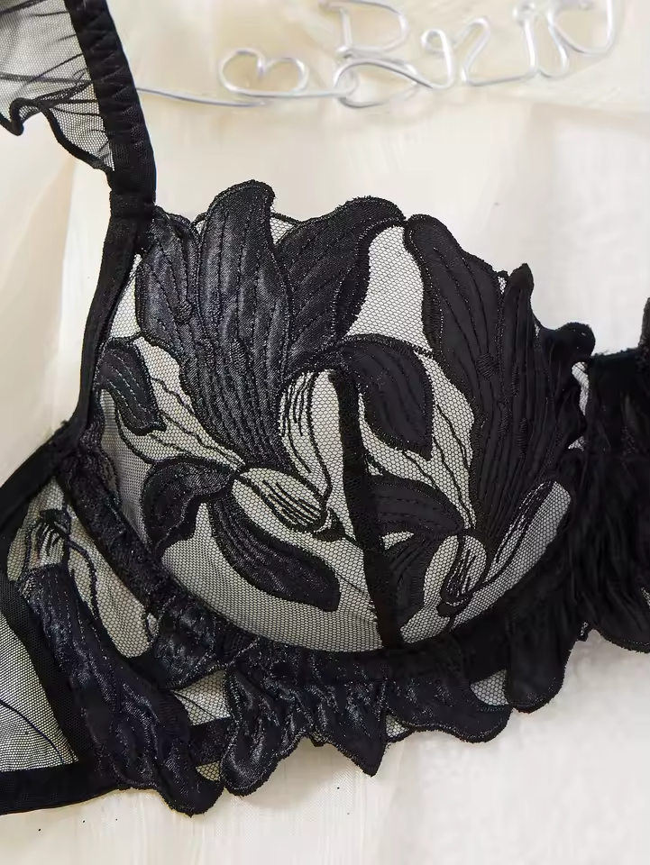 Black Floral Embroidery 2-Piece Set ( PACK OF 3)