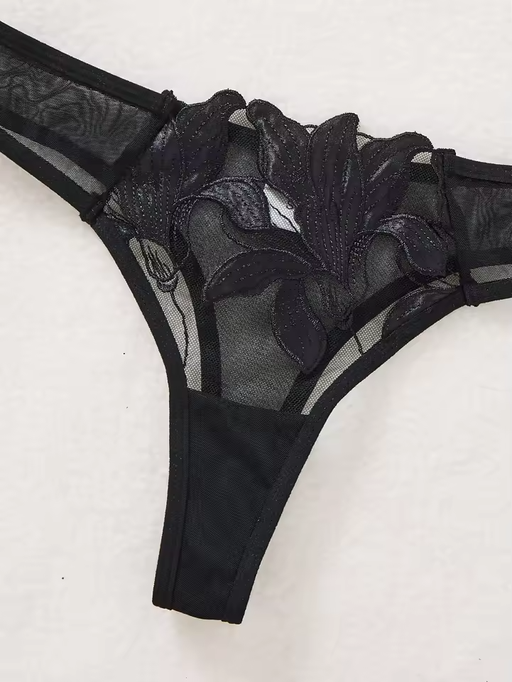 Black Floral Embroidery 2-Piece Set ( PACK OF 3)