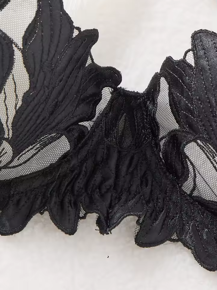 Black Floral Embroidery 2-Piece Set ( PACK OF 3)