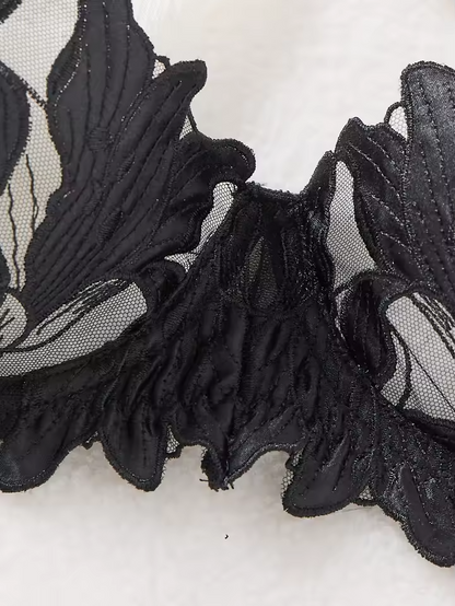 Black Floral Embroidery 2-Piece Set ( PACK OF 3)