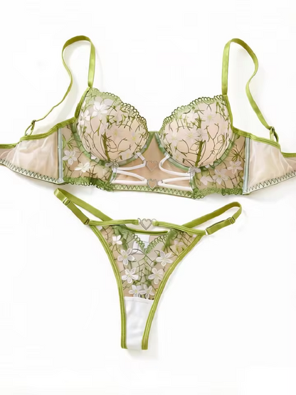 Green Daisy Embroidery 2-Piece Set ( PACK OF 3)