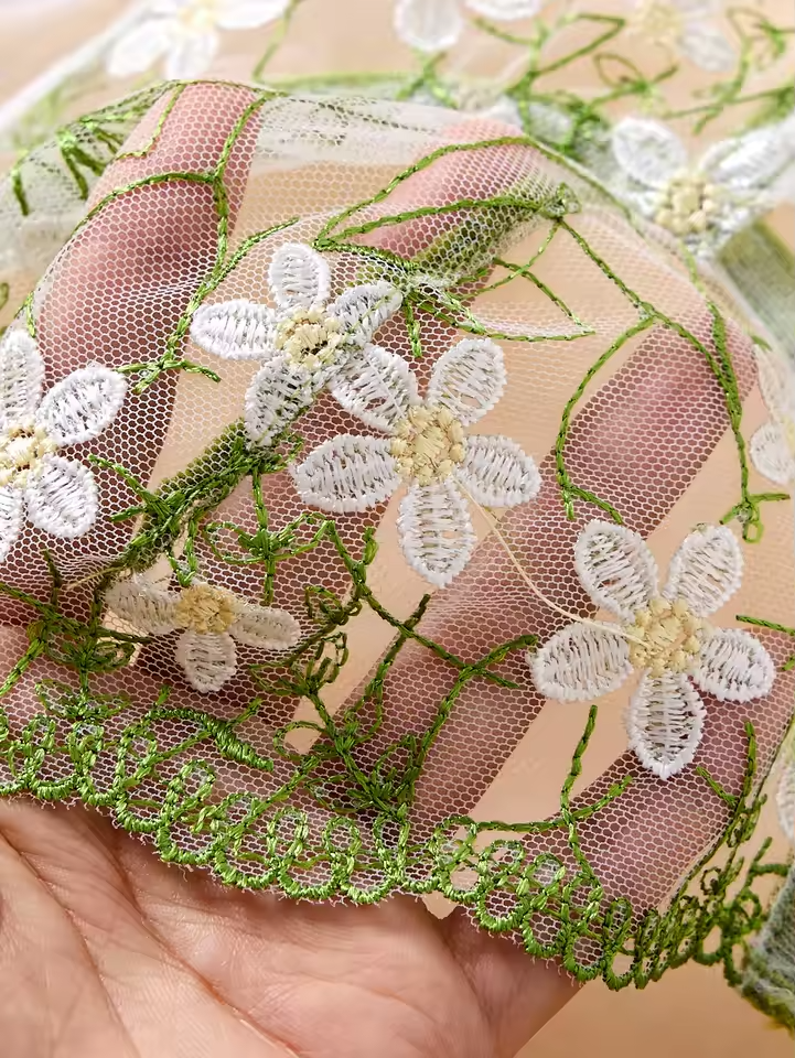 Green Daisy Embroidery 2-Piece Set ( PACK OF 3)