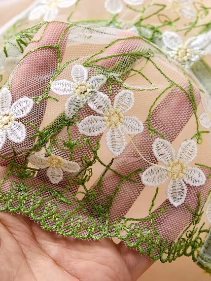 Green Daisy Embroidery 2-Piece Set ( PACK OF 3)