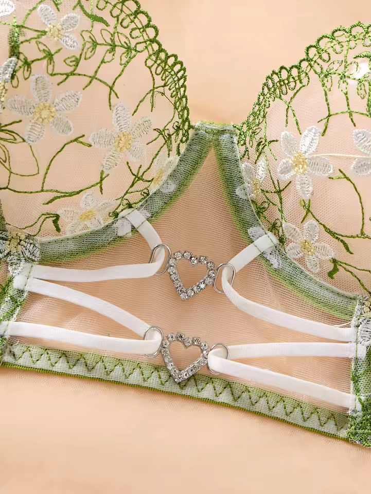 Green Daisy Embroidery 2-Piece Set ( PACK OF 3)