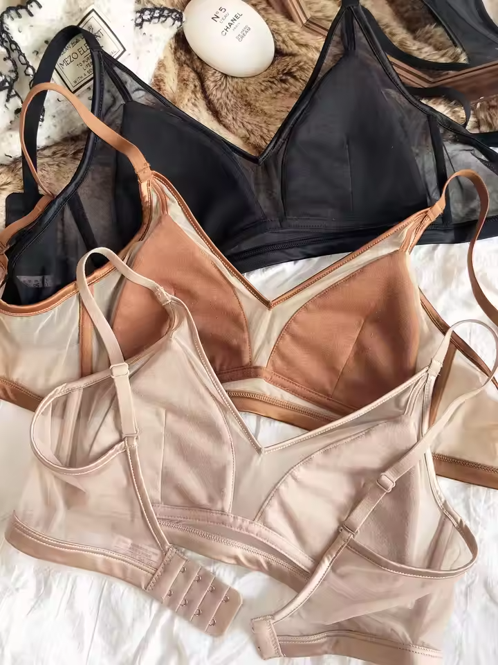 French Silk Lace V-Neck Wireless Bra ( PACK OF 3)