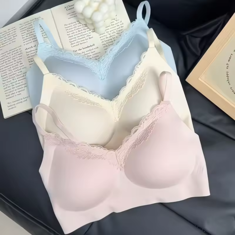 Lace V-Neck Wireless Bra ( PACK OF 3)