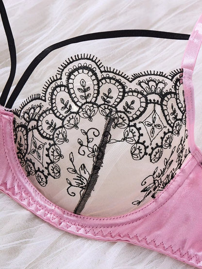 Pink Contrast Lace 2-Piece Set ( PACK OF 3)
